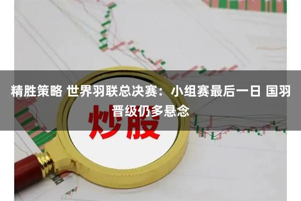 精胜策略 世界羽联总决赛：小组赛最后一日 国羽晋级仍多悬念